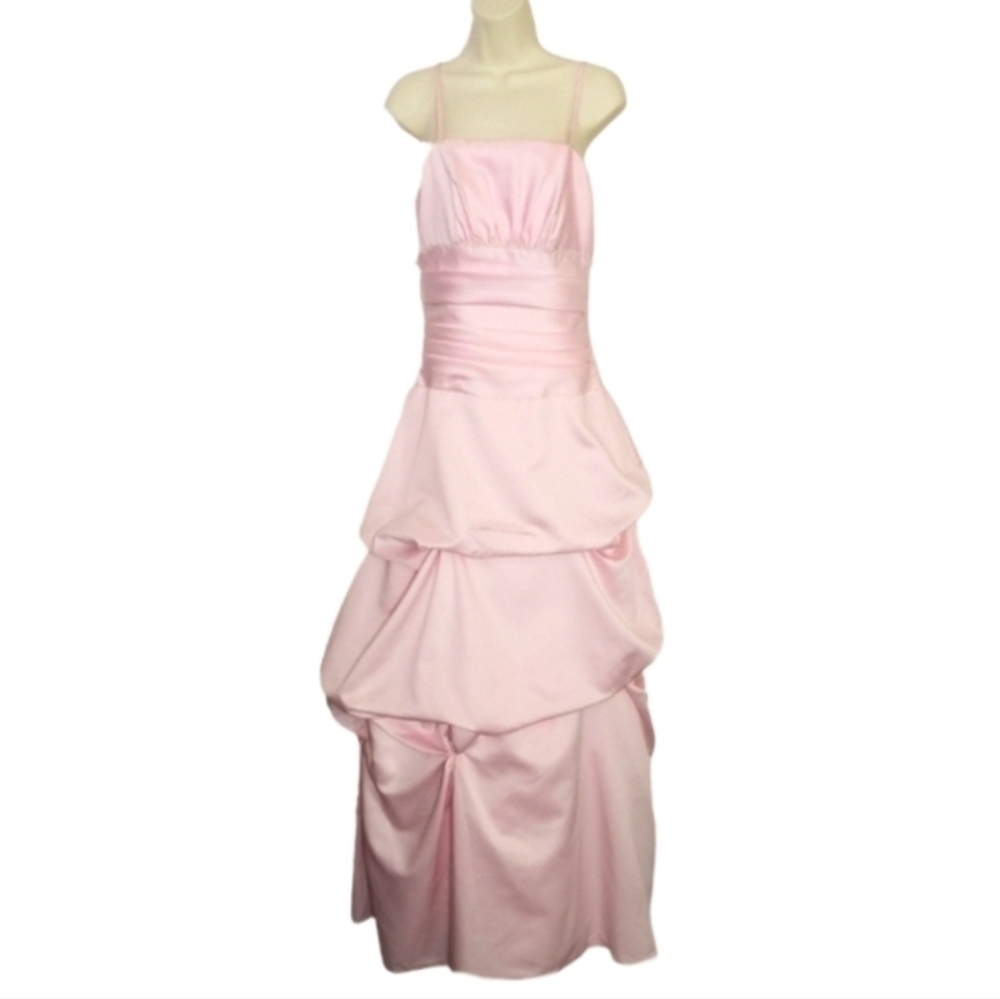 Impression Dress Vintage 90s Tiered Formal Maxi Spaghetti Straps Pink Size 10